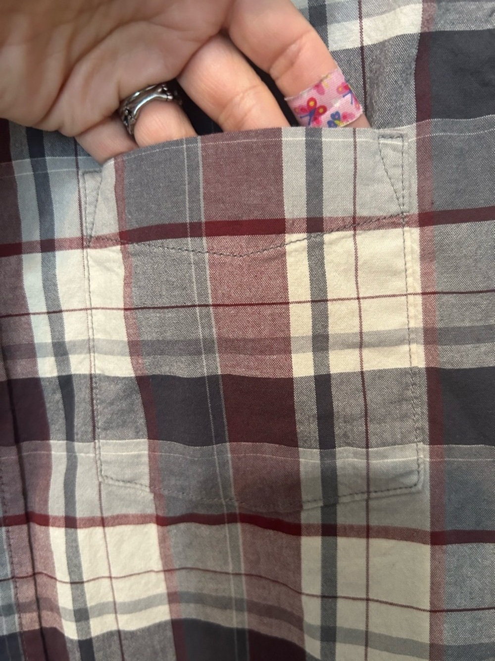 Goodfellow & Co Plaid Button-Down Shirt - Burgundy & Gray - Picture 3 of 5